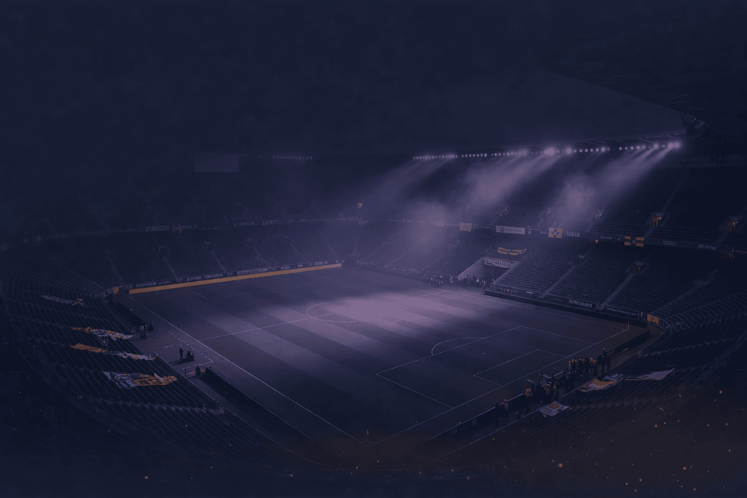Спокойная пост-событийная атмосфера стадиона, где поддержка может продолжаться и после финального момента.